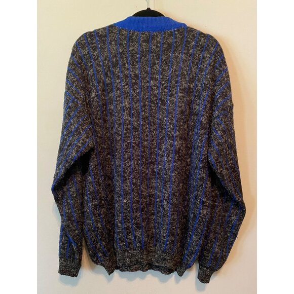 Vintage Mr. Rodia Blue & Black Wool Sweater XL - Picture 2 of 7